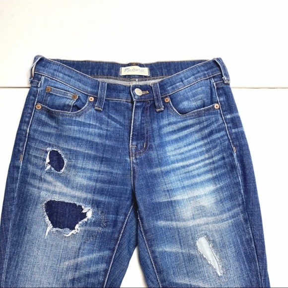 Madewell Boyfriend Rare Patches Distressed Jeans RN# 77388 - Picture 3 of 8